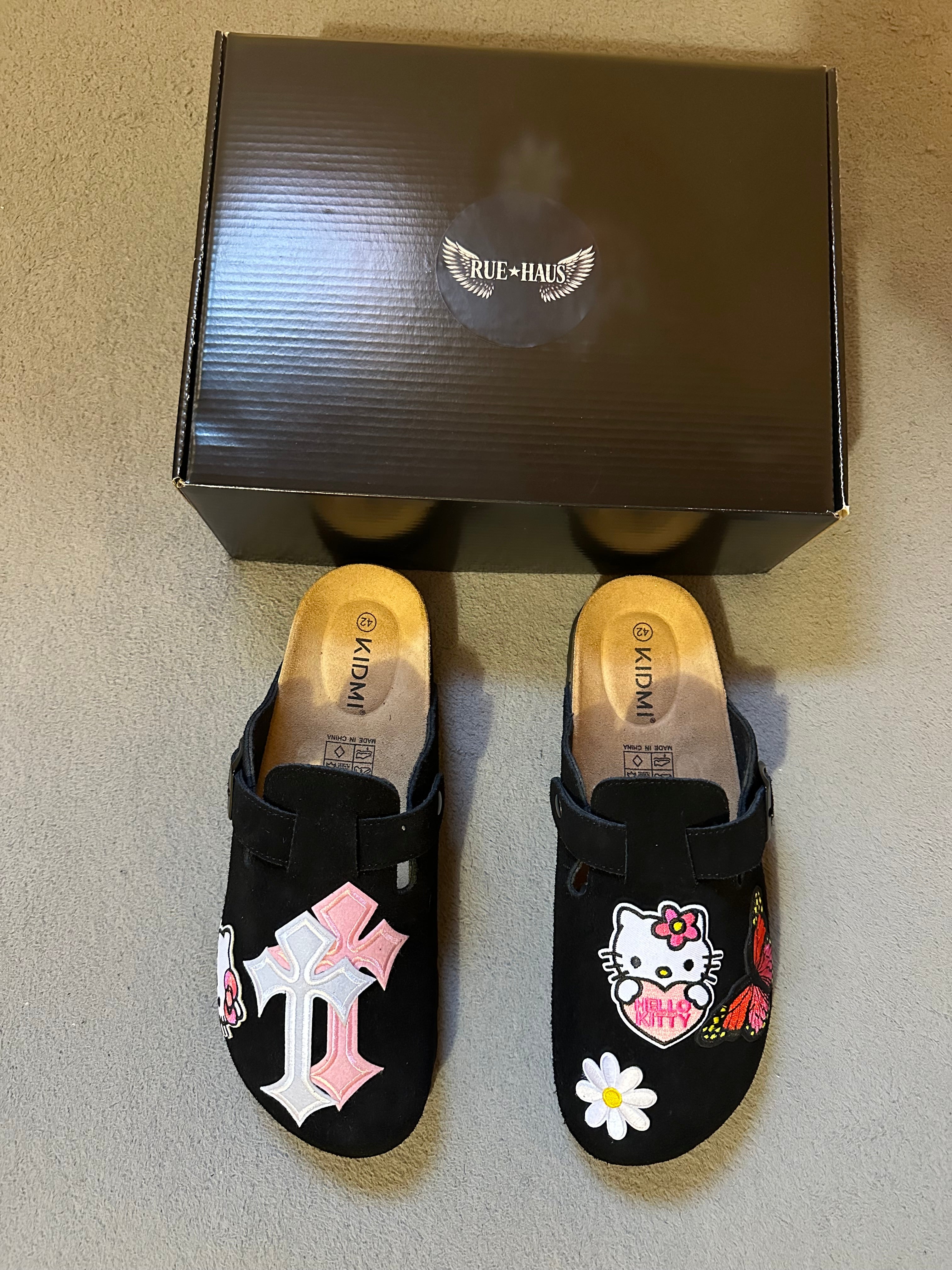 Custom Hello Kitty/Butterfly Pink Cross Clogs
