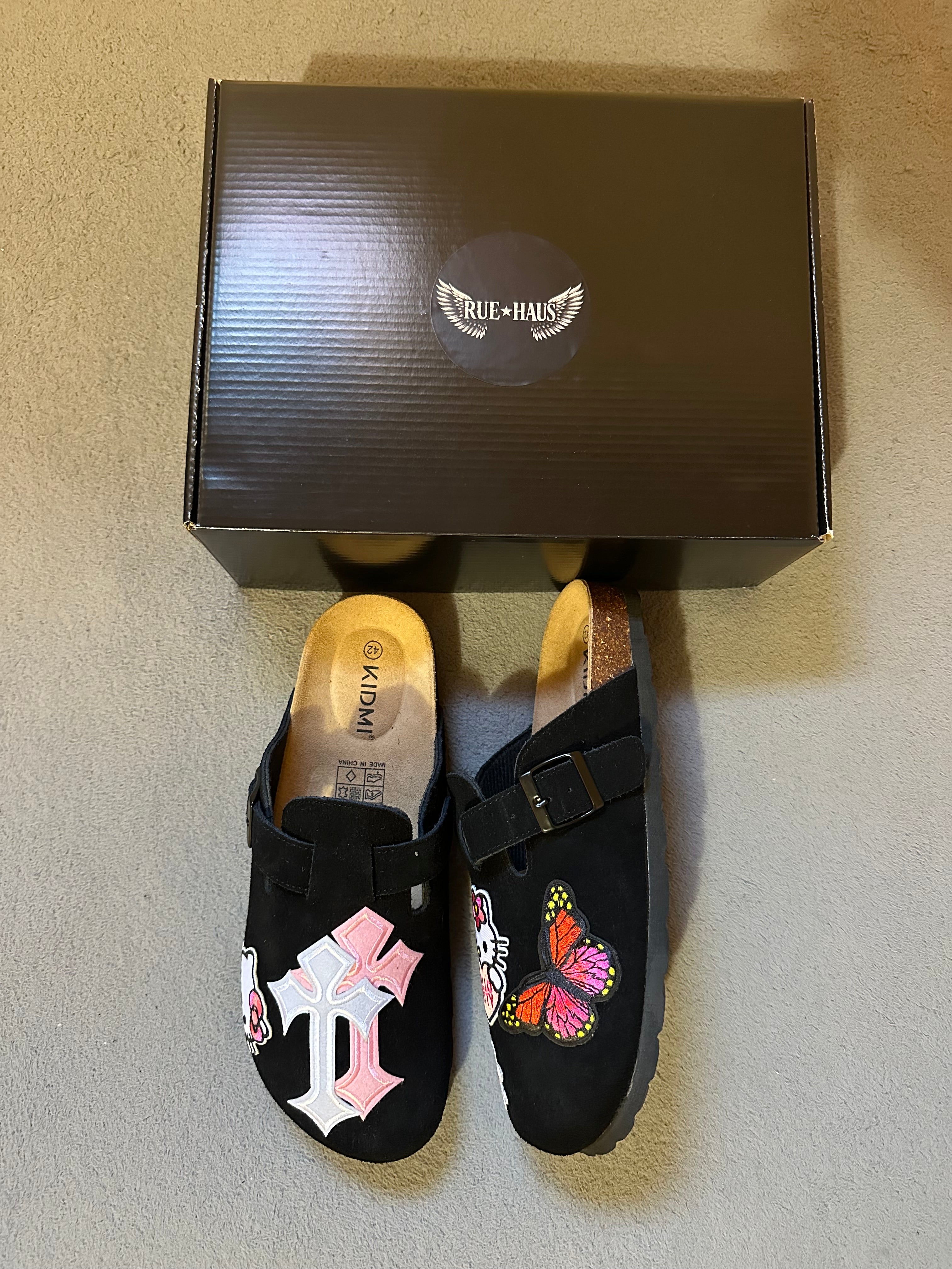 Custom Hello Kitty/Butterfly Pink Cross Clogs