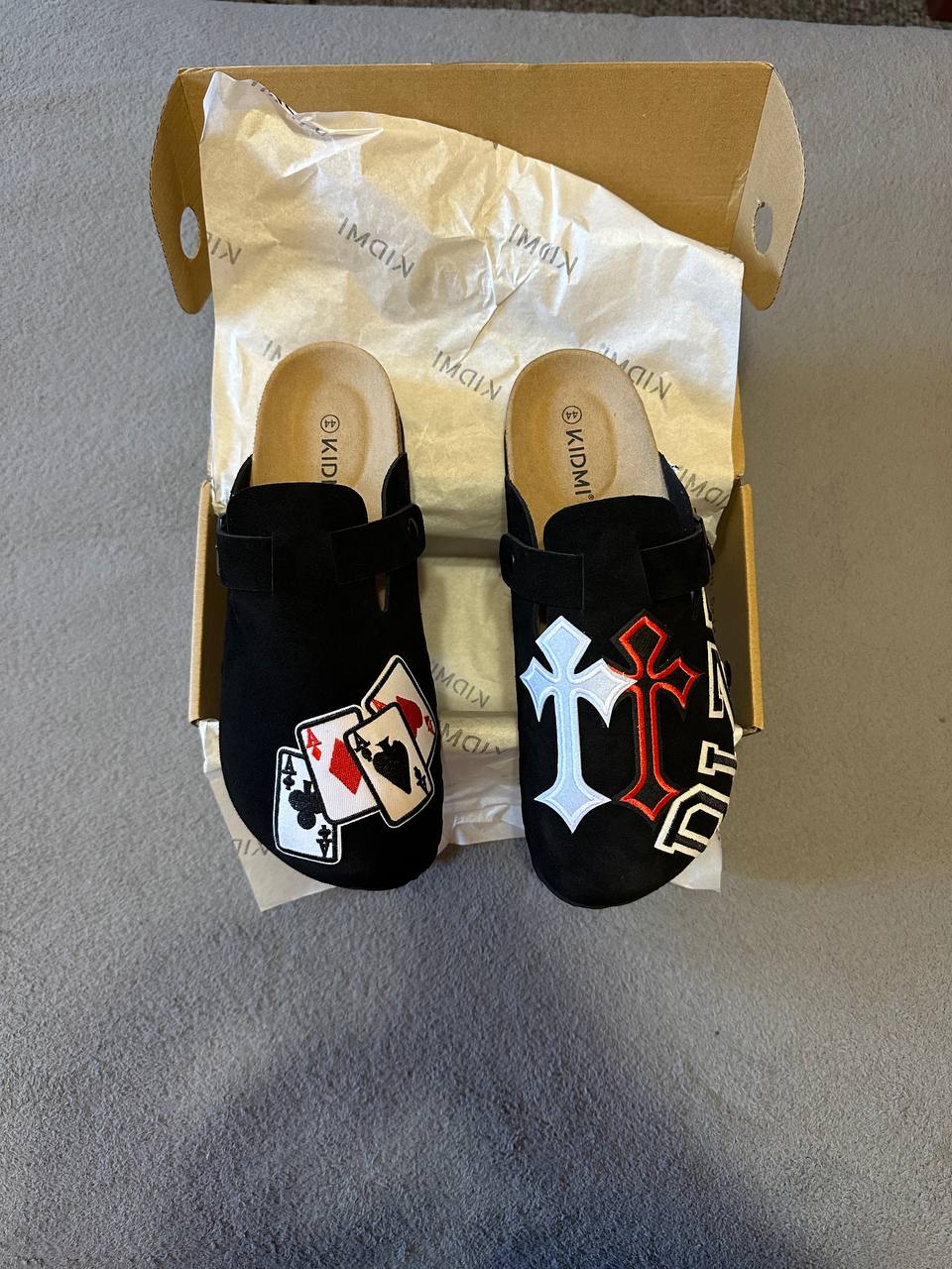 Custom Street Patch Clogs – Cross & Card Design