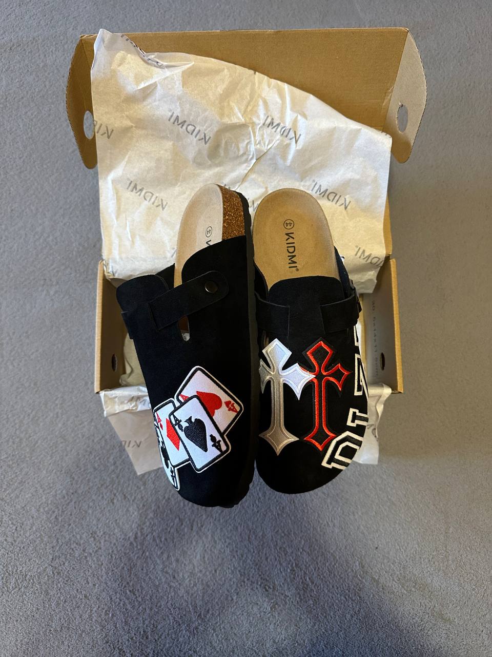 Custom Street Patch Clogs – Cross & Card Design