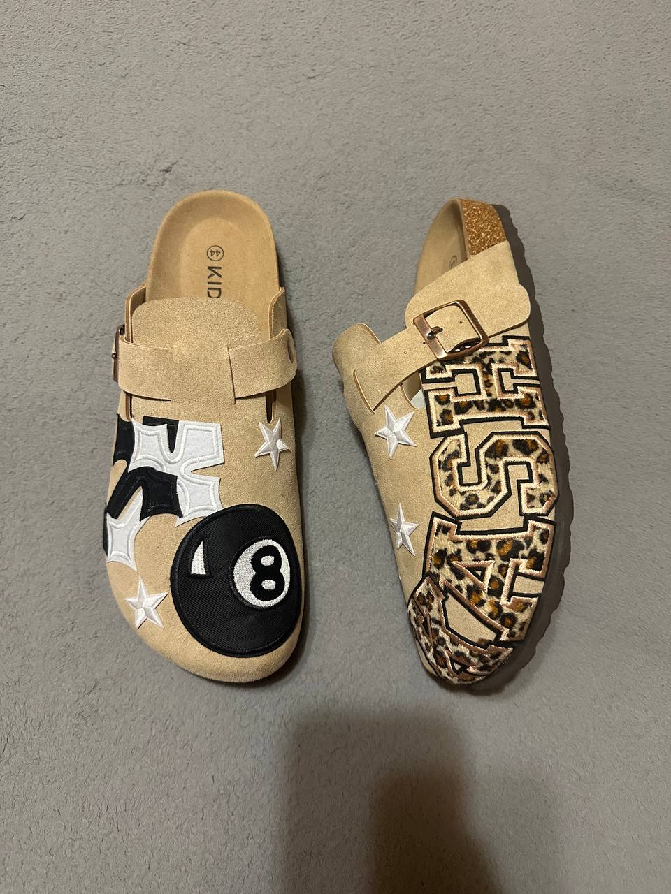 Custom Luxury Patch Clogs – 8 Ball & Leopard Cross Design