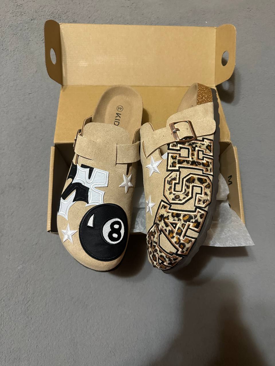 Custom Luxury Patch Clogs – 8 Ball & Leopard Cross Design