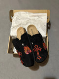 Custom Flame Dice Cross Patch Clogs