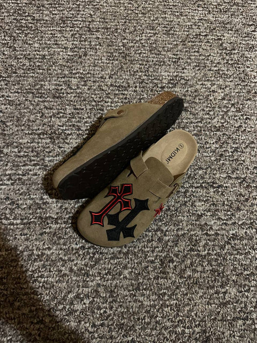 Custom Cross Patch Clogs – Black & Red