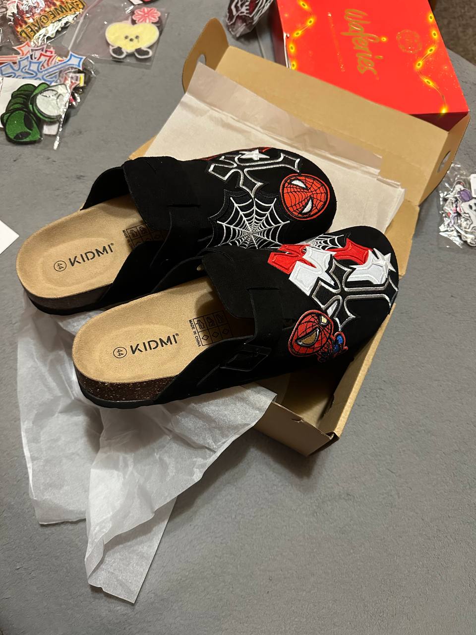 Custom Spider-Man Cross Patch Clogs – Black, Red & White Design