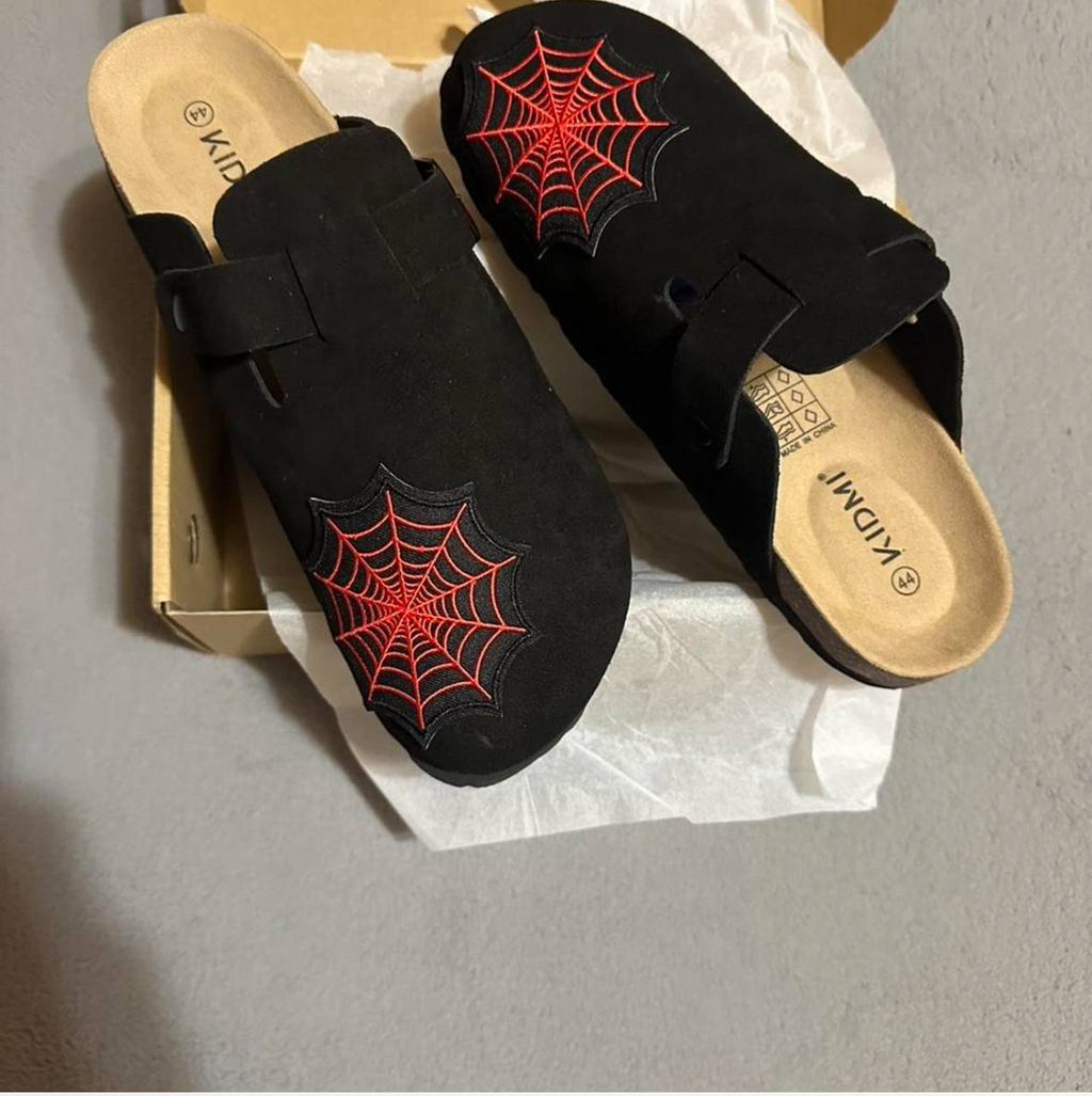 Custom Spider Web Patch Clogs – Red Web Design