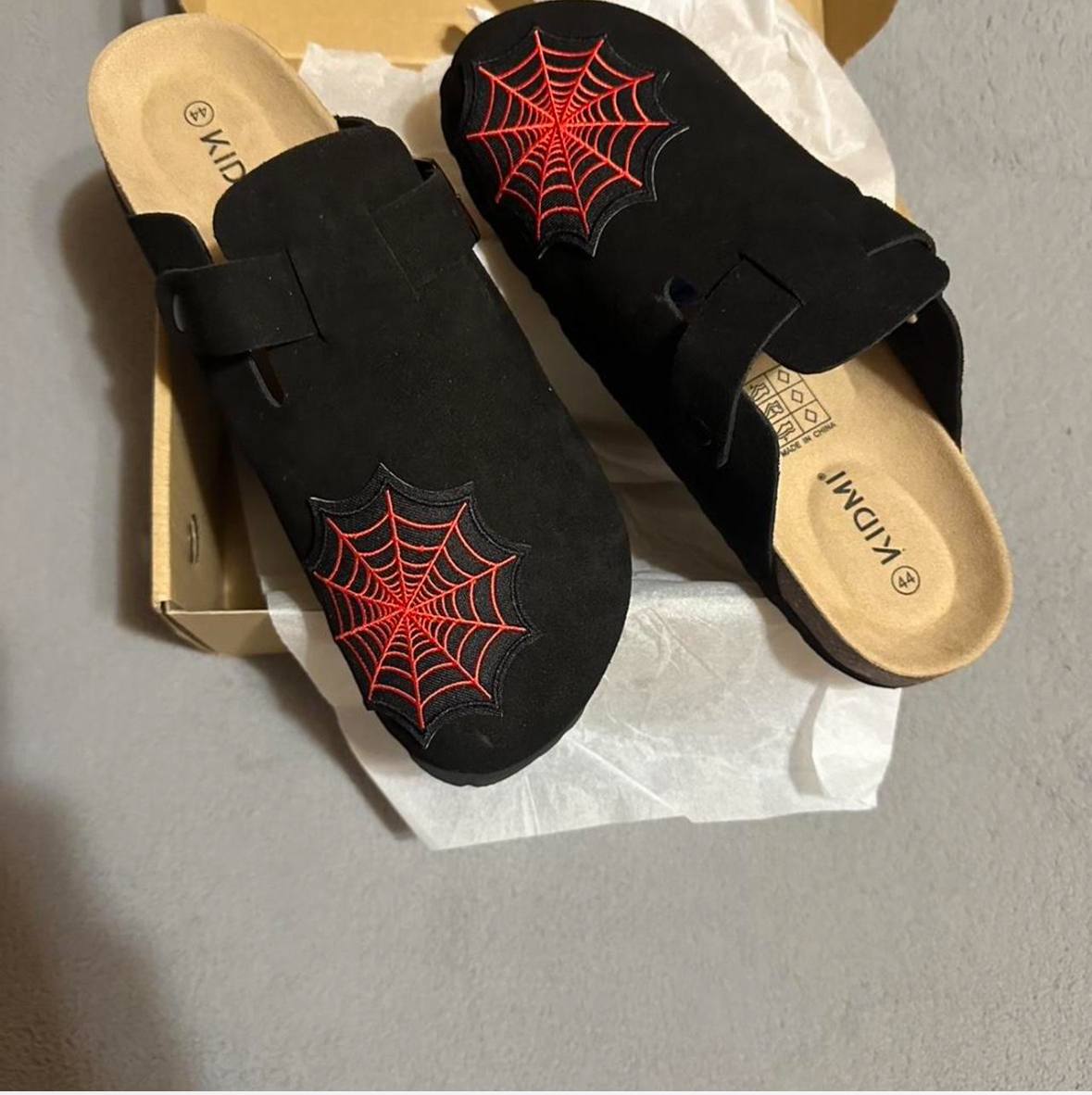 Custom Spider Web Patch Clogs – Red Web Design