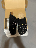 Custom Rhinestone Dot Clogs – Black Minimal Design