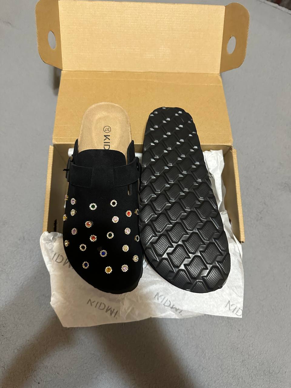 Custom Rhinestone Dot Clogs – Black Minimal Design