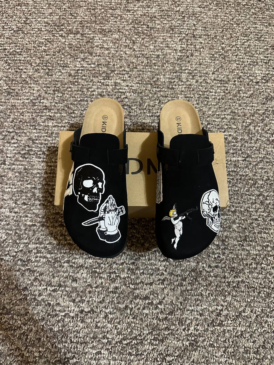 Custom Skull Graphic Clogs – Black Handmade Design