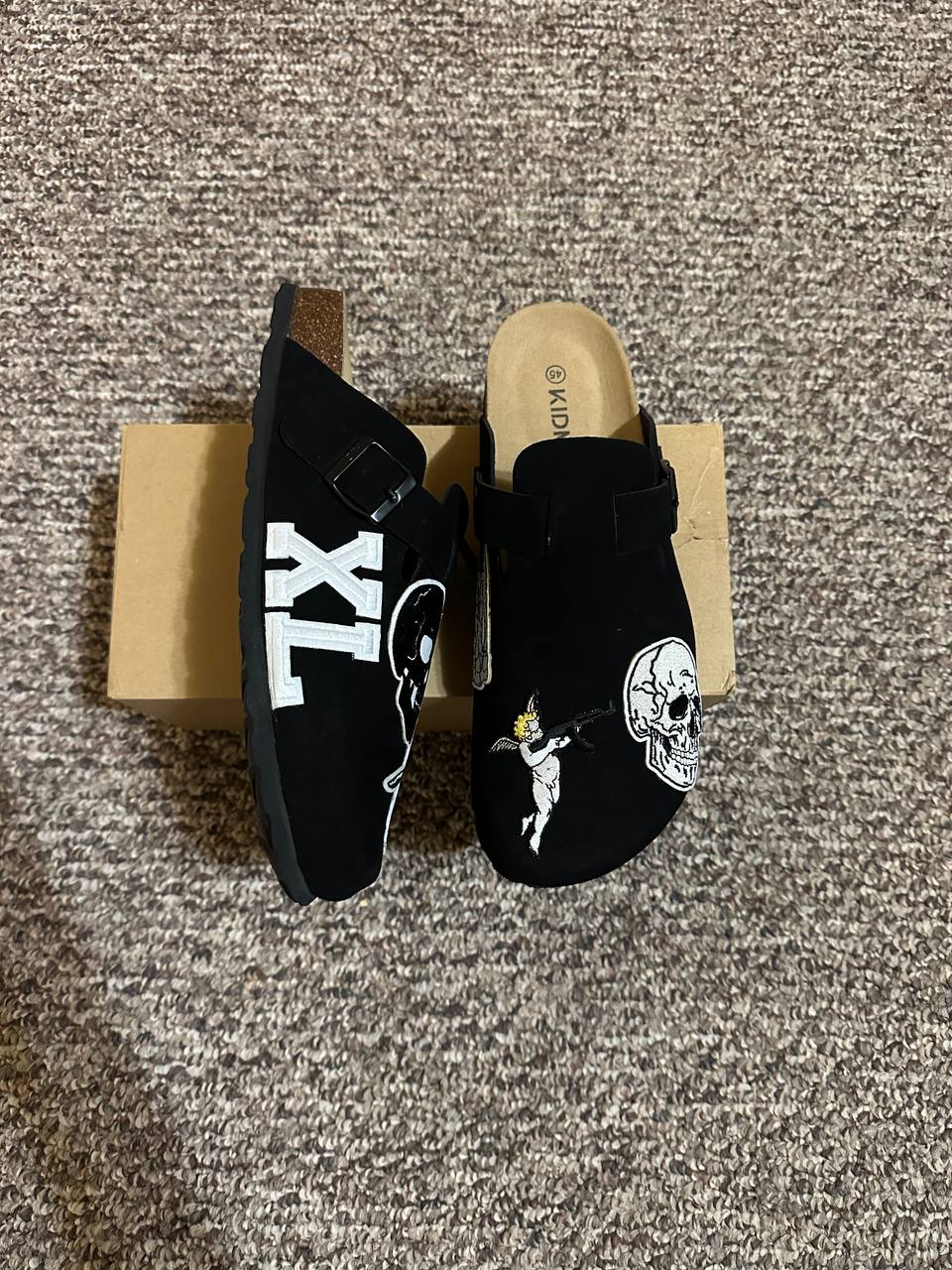 Custom Skull Graphic Clogs – Black Handmade Design