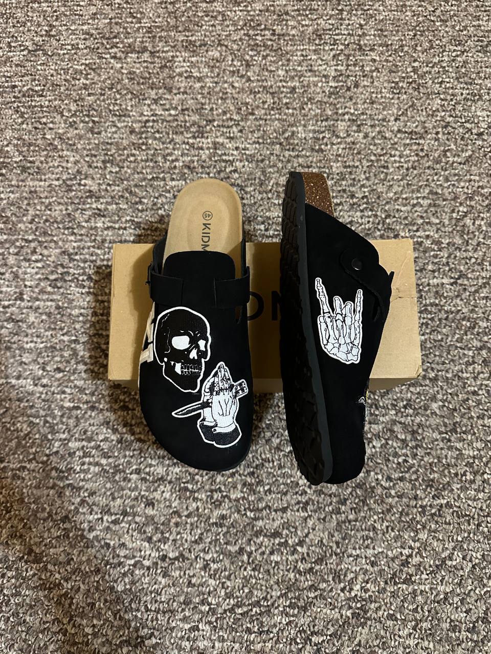 Custom Skull Graphic Clogs – Black Handmade Design