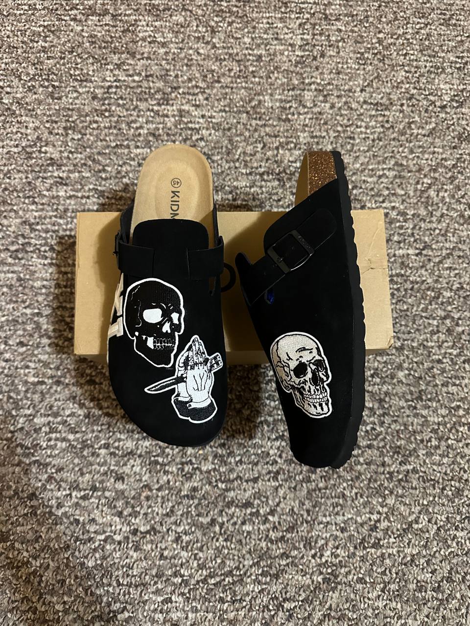 Custom Skull Graphic Clogs – Black Handmade Design