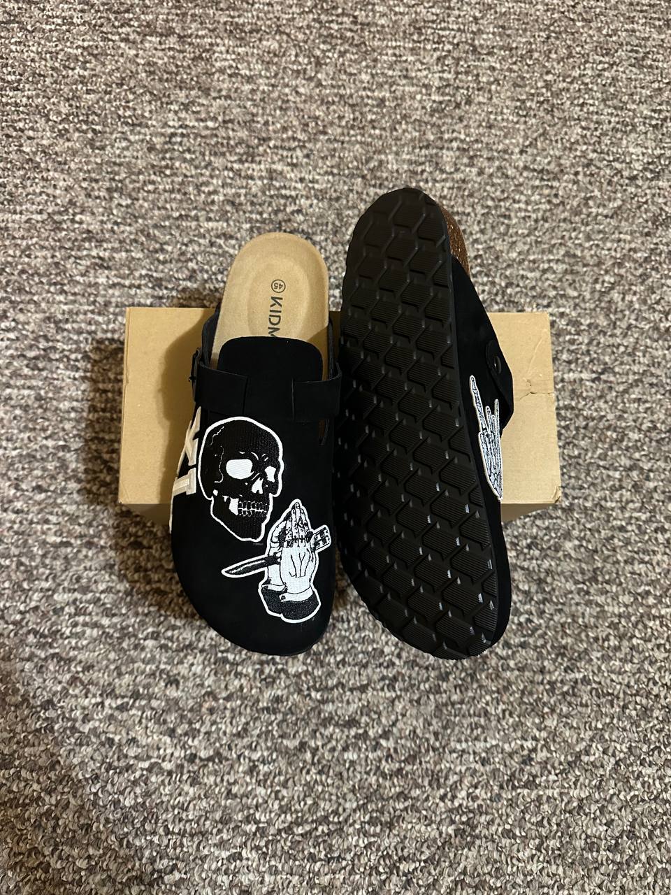 Custom Skull Graphic Clogs – Black Handmade Design