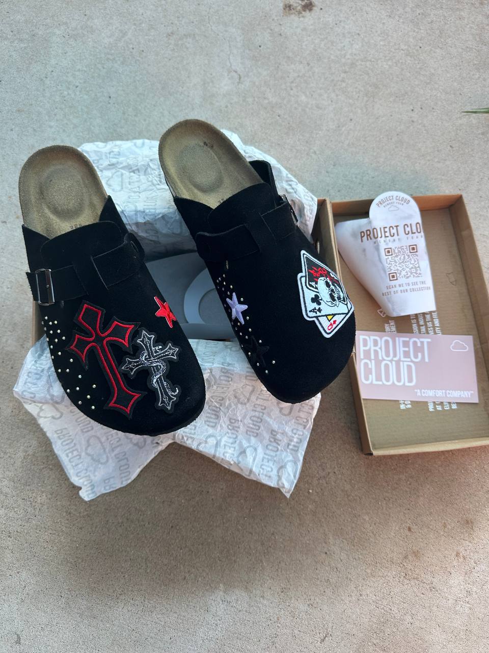 Custom Skull Card Clogs with rhinestones