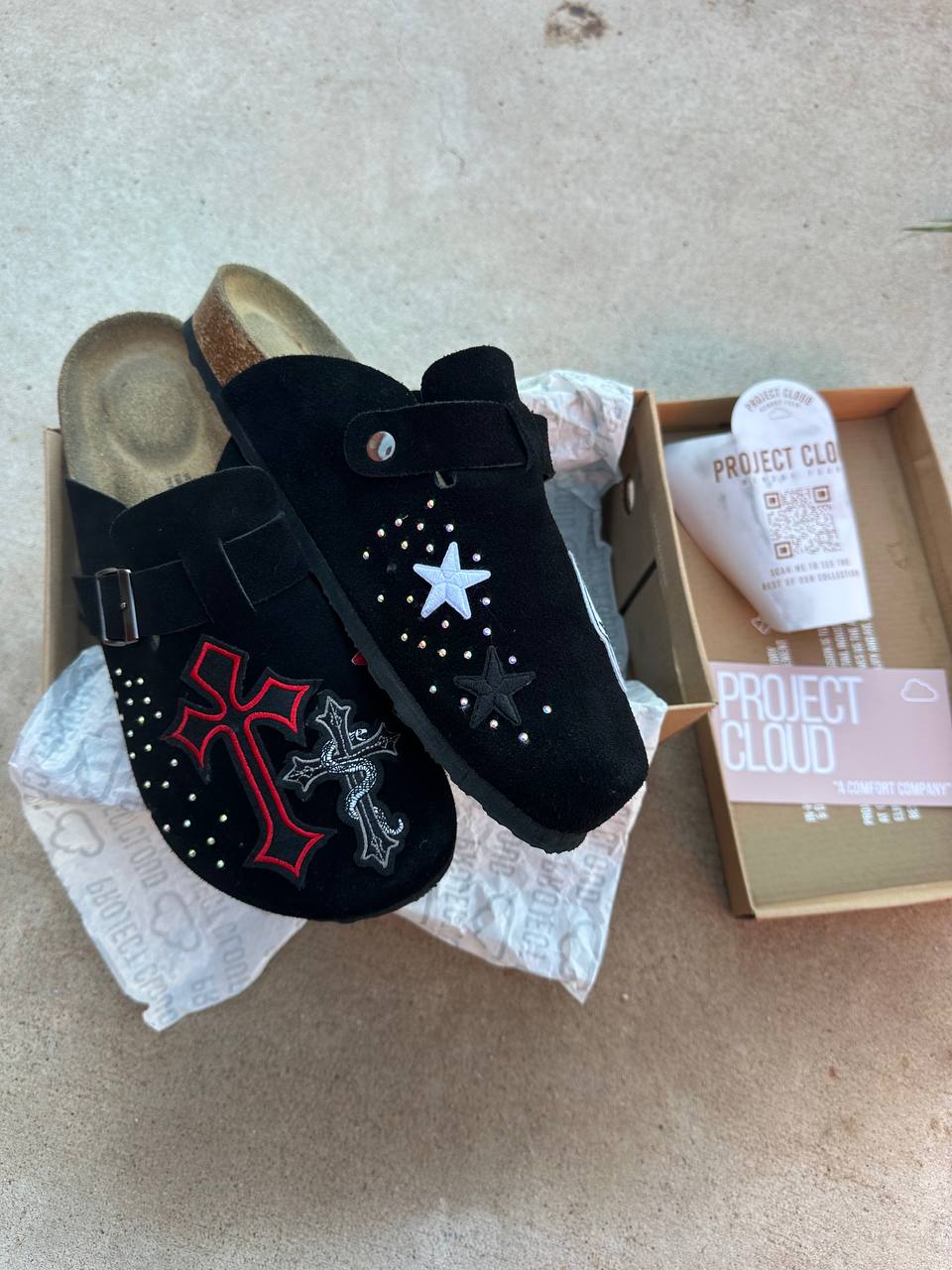 Custom Skull Card Clogs with rhinestones