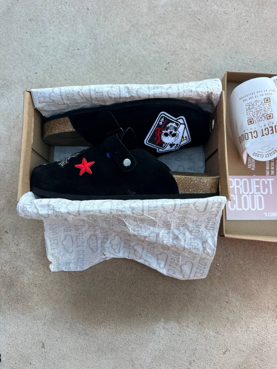 Custom Skull Card Clogs with rhinestones