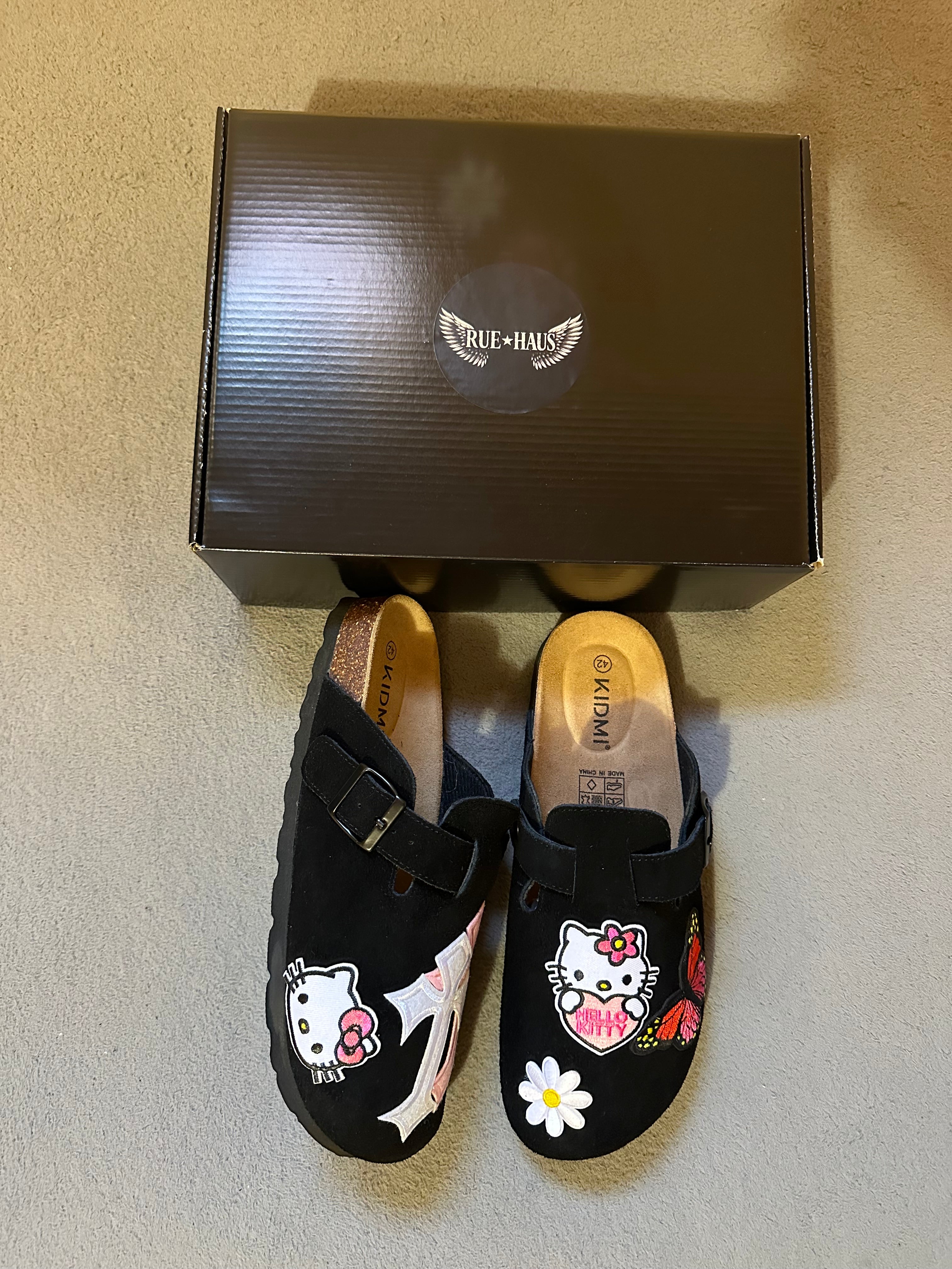Custom Hello Kitty/Butterfly Pink Cross Clogs