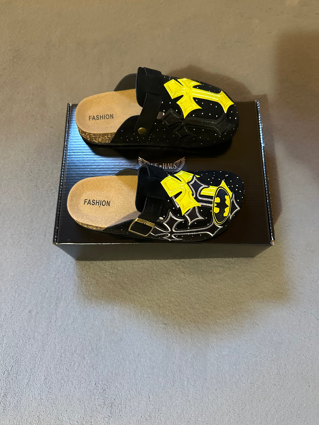 Batman Cross Custom Clogs – Black & Yellow Patch Design