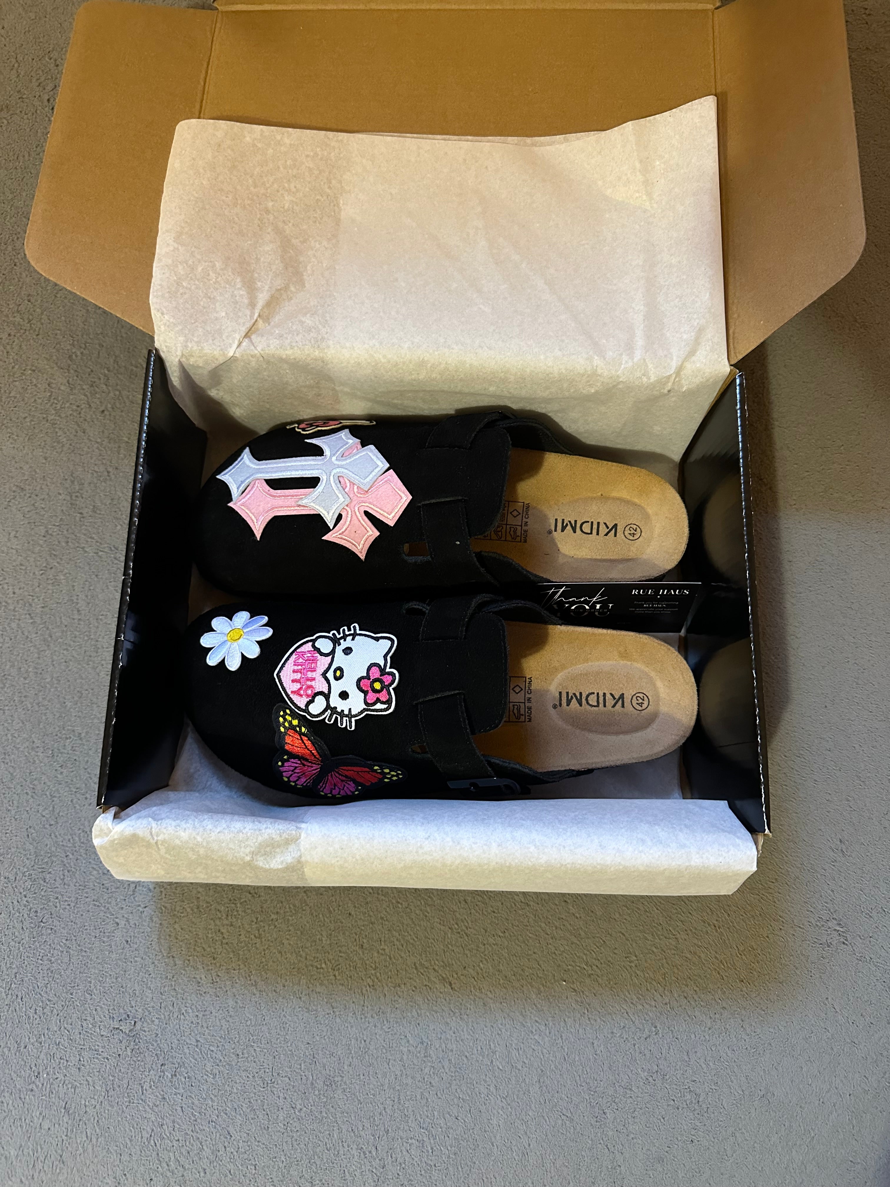Custom Hello Kitty/Butterfly Pink Cross Clogs